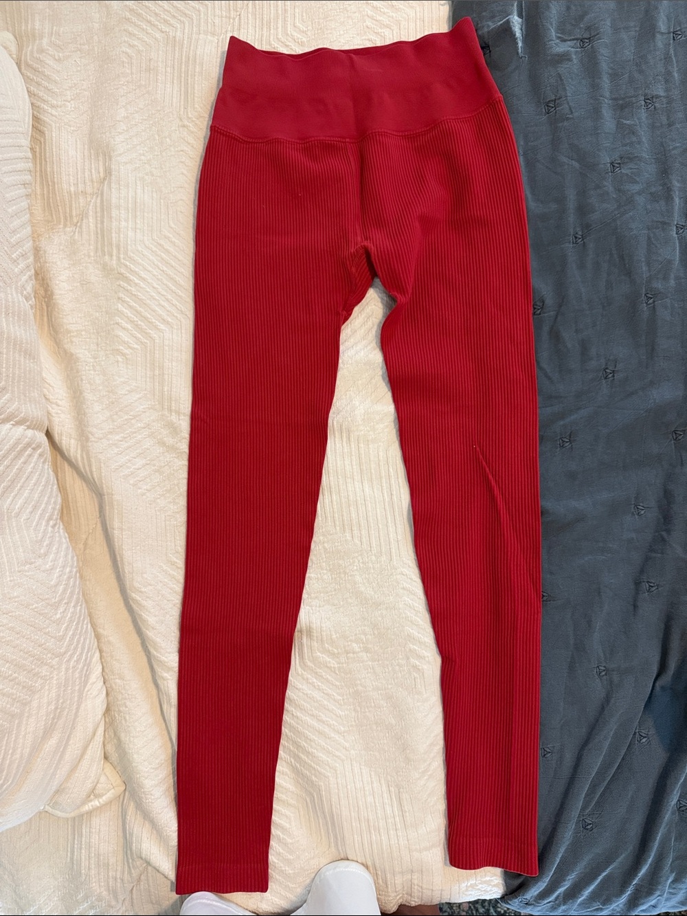 Spiritual Gangster Ribbed Red High-Waist Leggings